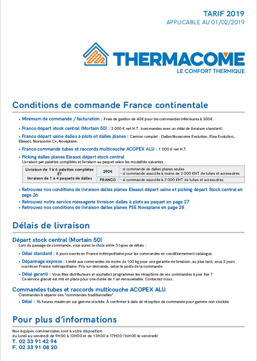 Tarifs et Conditions Générales