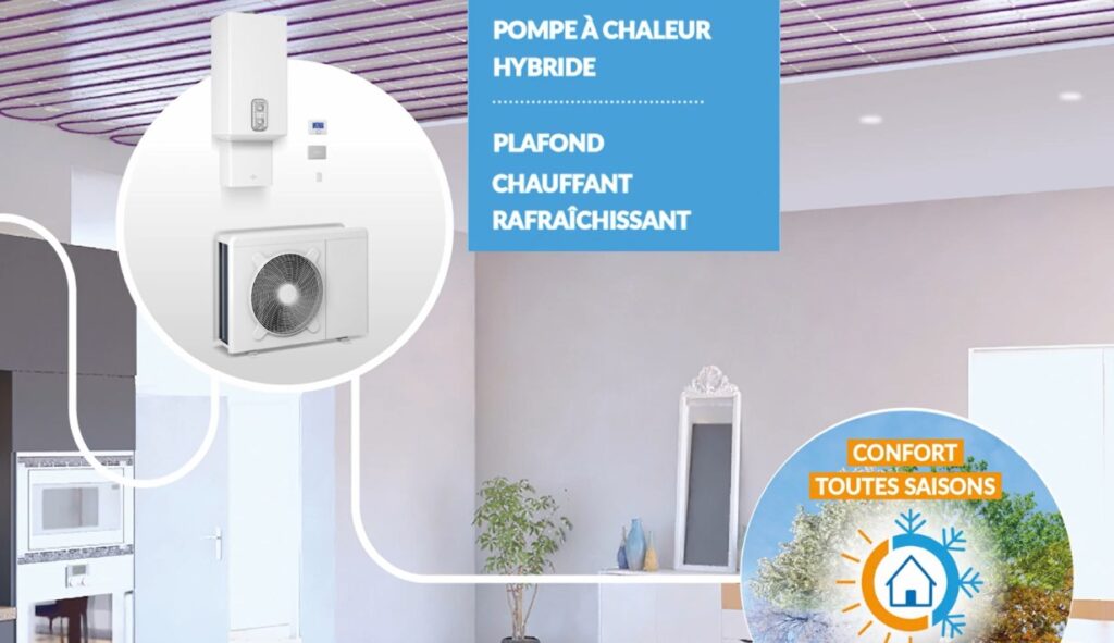 pompe à chaleur hybride gaz et plafond